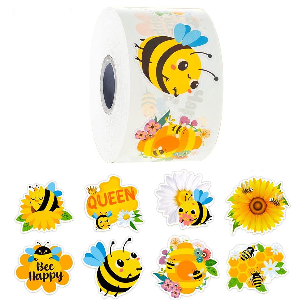 50-500pcs Bee Stickers Teacher Reward Stickers Cute Animal Stickers School Supplies Incentives Roll Sticker