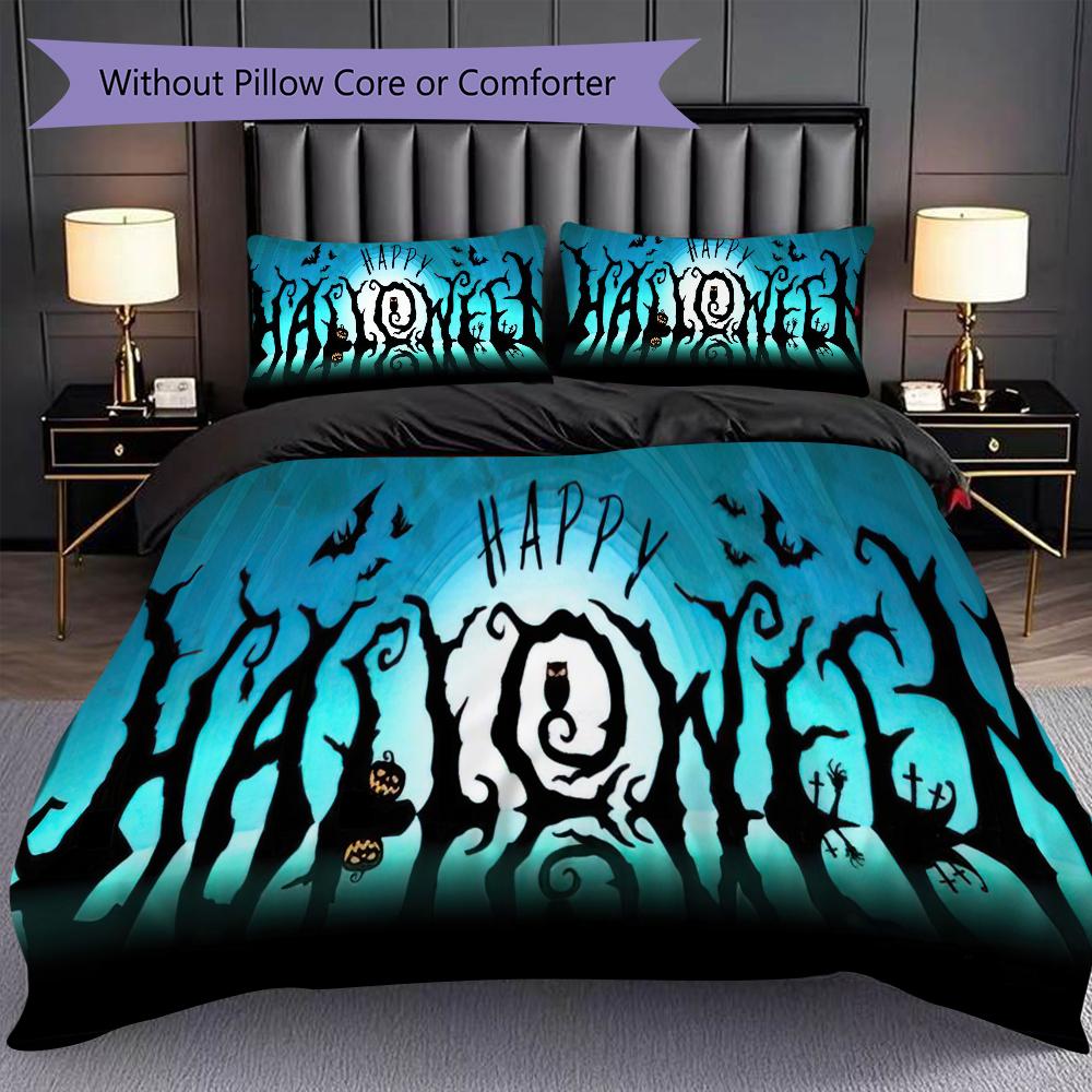 1PC Halloween theme pattern Bedding Quilt Set Quilt Cover Pillowcase Home Decoration Birthday Gift (1 * duvet cover + 2 * pillowcase, without core)