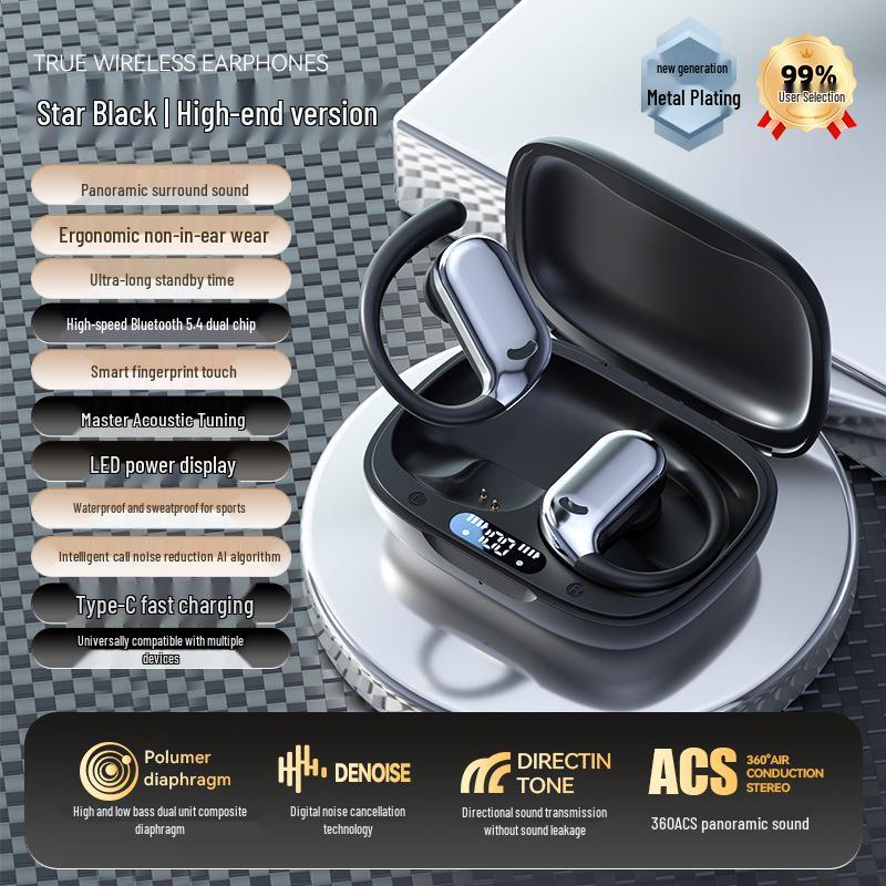 Bluetooth Ear-Hook Headset with HIFI Sound and Long Battery Life