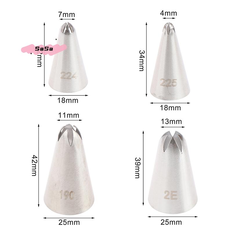 1/4 Stück Edelstahl Tortendekorations-Tüllen Blume Spritztülle für Cupcake Sahne Gebäck Süßwaren