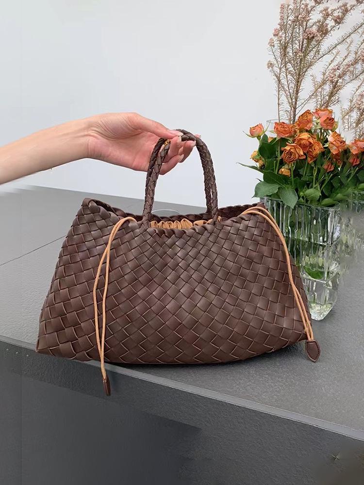 2024 Vintage Dámská Velkokapacitní Tkaná Kožená Nákupní Kabelka