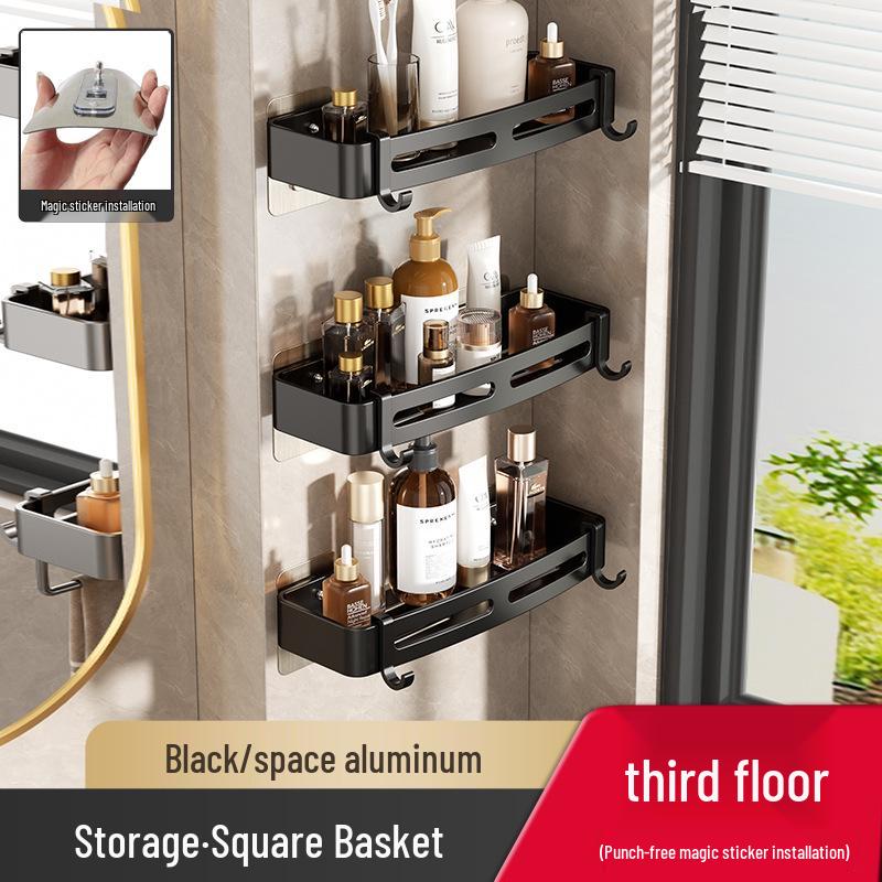 Punch-Free Wall-Mounted Bathroom Storage Shelf