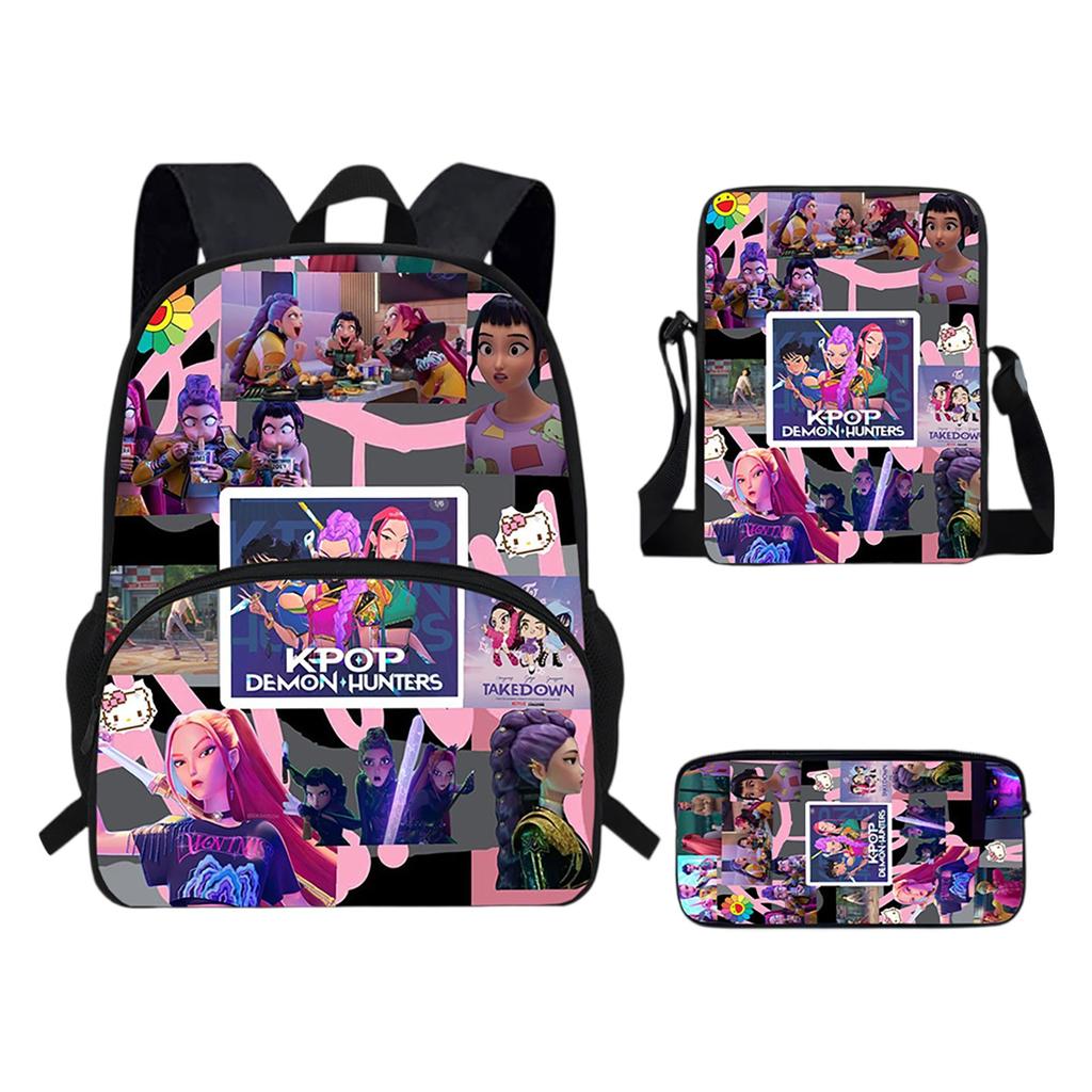 Girls Backpack Primary School Student Backpack Printed Children's Bag Shoulder Bag Pencil Case Three-piece Set