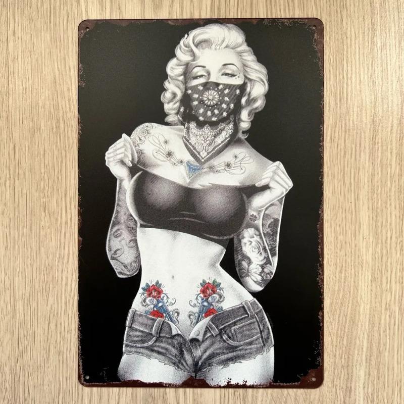 Pin-Up Girl Metal Sign, Retro Wall Art Decor