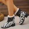 Leopard print women's shoes new  short Martin boots spring autumn winter casual winter boots zipper middle heel thick heel suede