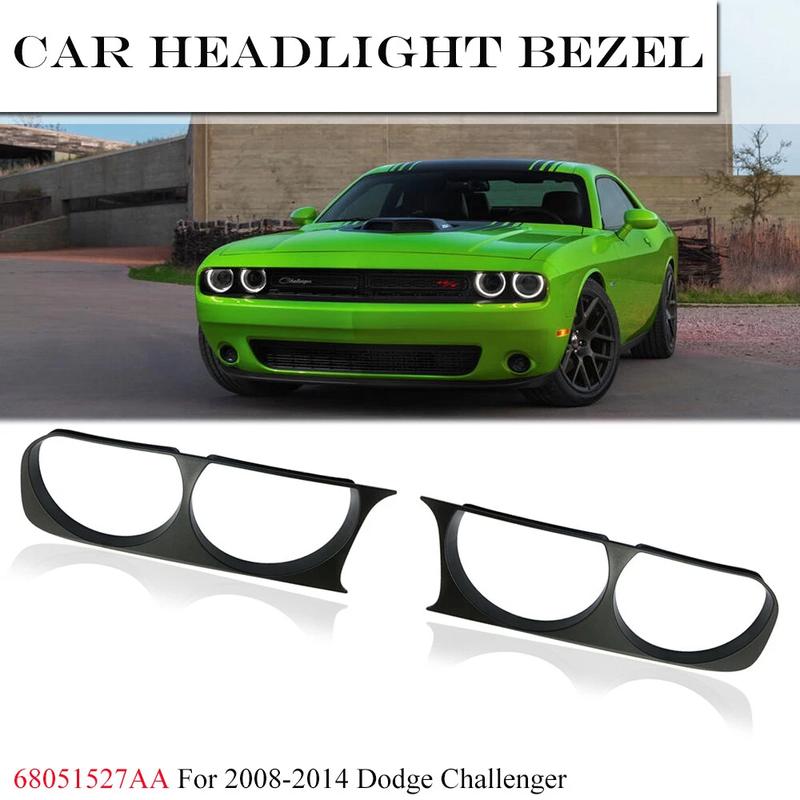 68051527AA 68051526AA For Dodge Challenger 2008-2014 Black Car Front Headlight Lamp Bezel Frame Trim LH RH Pair