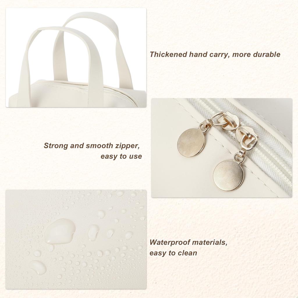 VOCOSTE Makeup Large Light Brown Pouch, Multifunctional, Capacity, Travel/Business Trip, Handheld, 19x9x16.5cm,