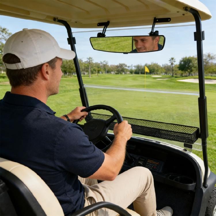 Wide View Rear View Mirror For Golf Carts With hard Plastic Frame And Transparent Glass