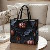 Halloween Pumpkin Bat Pattern Tote Bag Fashion Portable Daily Use Handbag 