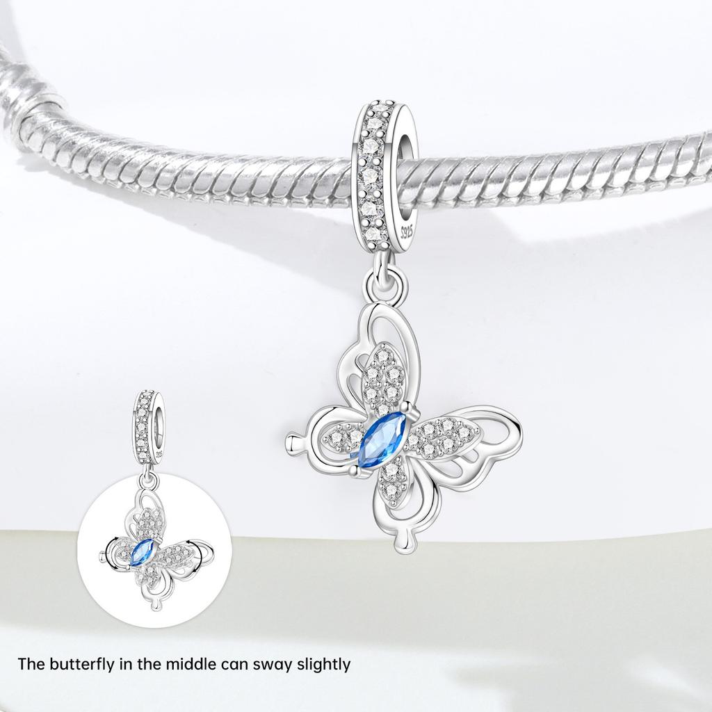 PANPOKI Copper Metal Rotating Butterfly Insect Bead Components Authentic Original Pendant Bead Components Bracelet High Quality Fine Jewelry Charm