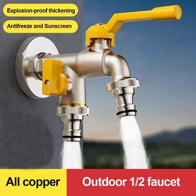 Durable Copper Water Tap Frost-Proof Double/One Outlet Faucet Controller Adapter Water Tap Splitter Outdoor Courtyard
