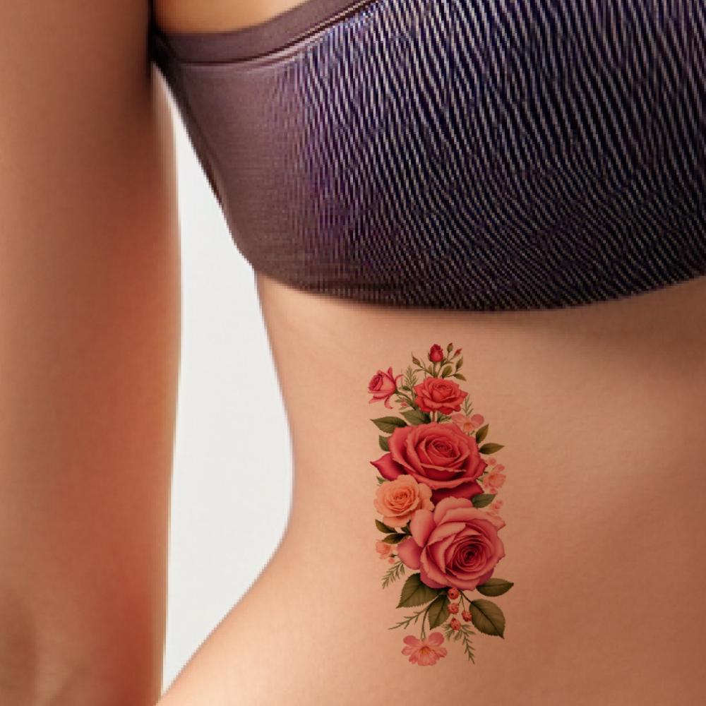 12pcs Temporary Tattoo Butterfly Design Waterproof Long-lasting Body Stickers Flower Illustrations Floral Patterns For Thighs