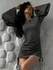 Women's Commuting Fashion Sleeve Drawstring Hip Dress For Women