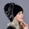 Natural Mink Fur Hat Women Winter Fox Fur Floral Skulls Furry Warm Cap Fashionable Fluffy Genuine Real Fur Girls Knitted Caps