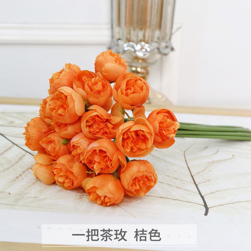 27 Head Artificial Flowers Plastic Tea Rose Bouquet Decoration Wedding Decor Bouquet Garden Party Home Decor Ornaments