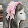 Sweet Ruffled Hairband Ribbon Bow Lolita Hair Clip Cute Maid Cosplay Headdress  Party