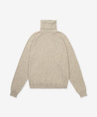 SAINT LAURENT Cashmere Cassandre Embroidered Logo High-Neck Knit - Beige / 820746Yall22601