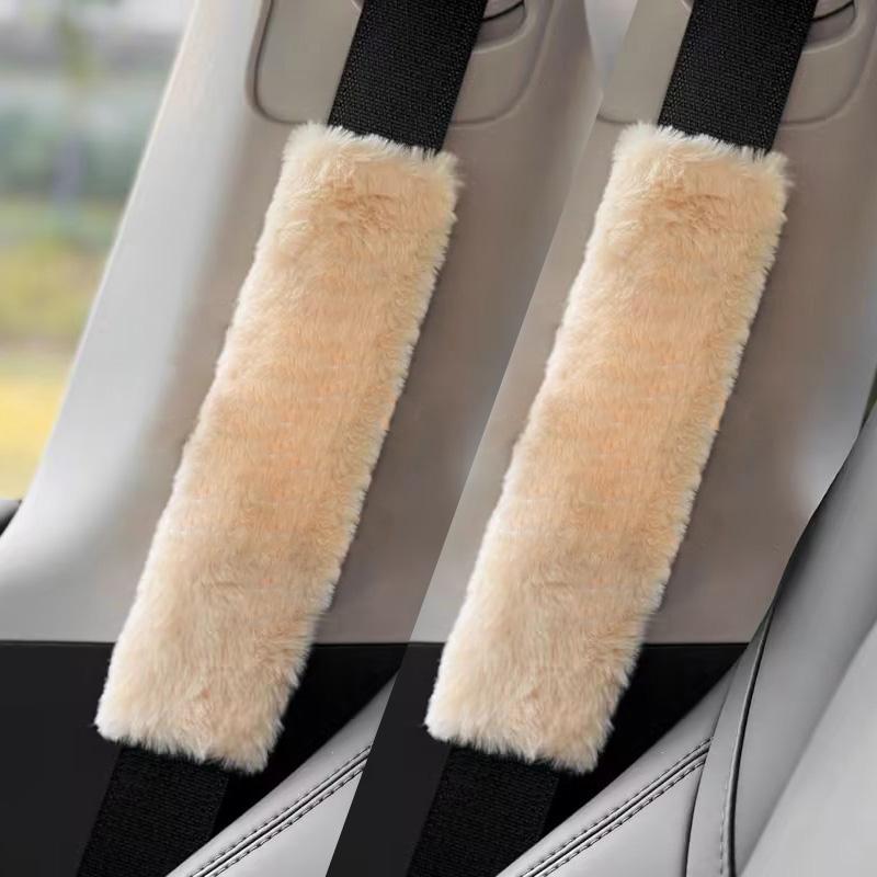 2pcs High Quality Long Plush Car Seat Belt Cover Cute Cartoon Panda Bear Imitation Rabbit Auto Safety Shoulder Pad Decrotion