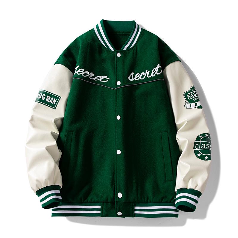 Men's Trendy Embroidered Baseball Jacket - Casual Spring/Autumn Wear