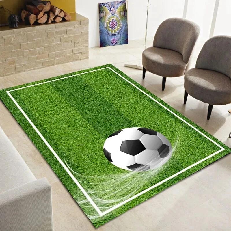 Fußballbereichsteppich Ball Sportthema Teppich Fußballmuster Fußmatte für Kinder Jungen Mädchen Spielzimmer Wohnzimmer Schlafzimmer Dekor