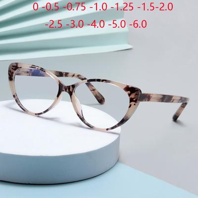Leopardenmuster Rahmen Oval Korrektionsgläser Myopie Brille Blaulichtfilter Katzenaugen Kurzsichtigkeitsbrille Für Frauen 0 -0.5 -0.75 Bis -6.0