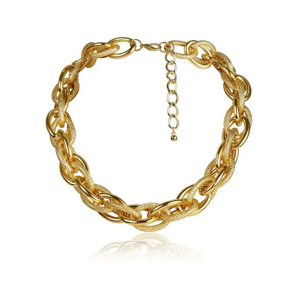 IngeSight.Z Punk Hip Hop Gold Color Choker Necklace Women Statement Fashion Necklaces Gothic Cuban Chunky Chain Charm Necklace