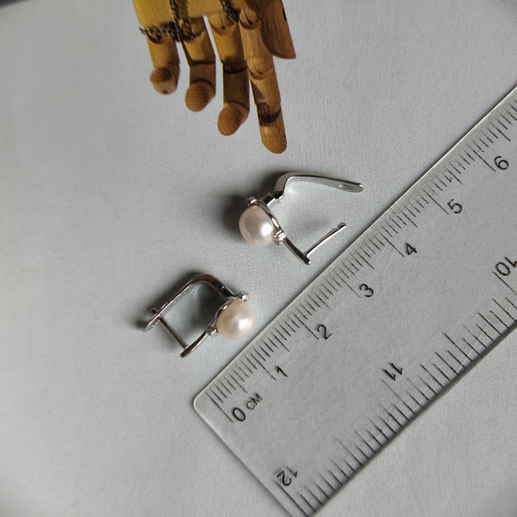 Серебряные серьги с натуральным жемчугом (2186847)