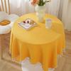 Solid Color Cotton And Linen Coffee Table Desk Rectangular Tablecloth Fabric Small Fresh Tablecloth Fringed Decorative Small Round Table Dining Table