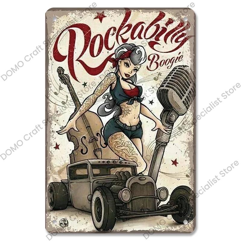 Poster Auto d'Epoca Lattine Metalliche Ragazze Sexy Auto d'Epoca Targhe Metalliche Retrò Decorazione Murale Garage Club Pub Man Cave