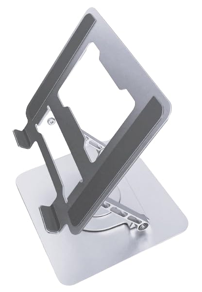 Mbacen Aluminum Alloy Laptop Stand with Height and Angle Foldable Tablet Heat Fits up to Silver 360° Rotation, Adjustment, Stand, Dissipation, 17.3"