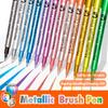12 Colors Metallic Markers Pens Colors Paint Pens for Black Paper, Glass, Rock Painting, DIY Scrapbook Album Student Stationery