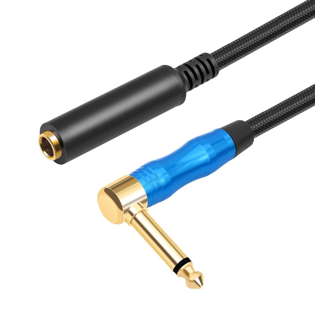 0.3m 1/4" TS Elbow Mono Extension Cable: Male to Female (6.35mm)