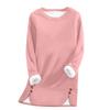 Women's Fashion Solid Color Round Neck Long Sleeve Plush Versatile Warm Bottom Shirt Top