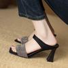 High-heeled Flip-flops, Square Toe, Single Thick Heel, Medium Heel, Sandals, Women's Shoes