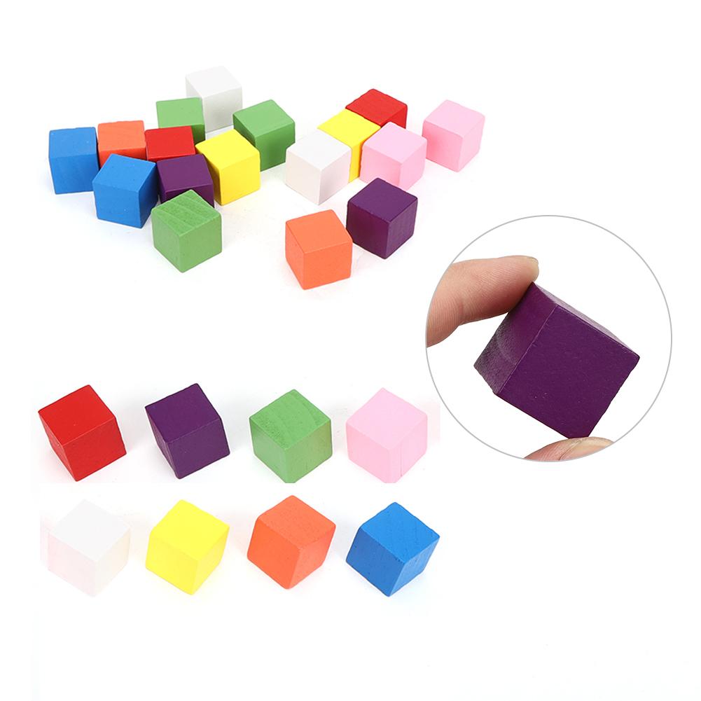 2 Sets Colored Block Set Pine Wood Children Geometry Enlightenment Early Education Toy25Pcs Colored Block 25mm