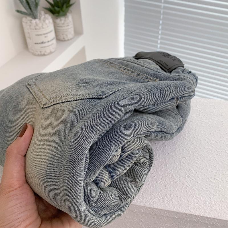 Children's Fleece-lined Jeans Boys Girls Plush Velvet Denim Pants New Kids Winter Thickened Warm Trousers Infant Clothing