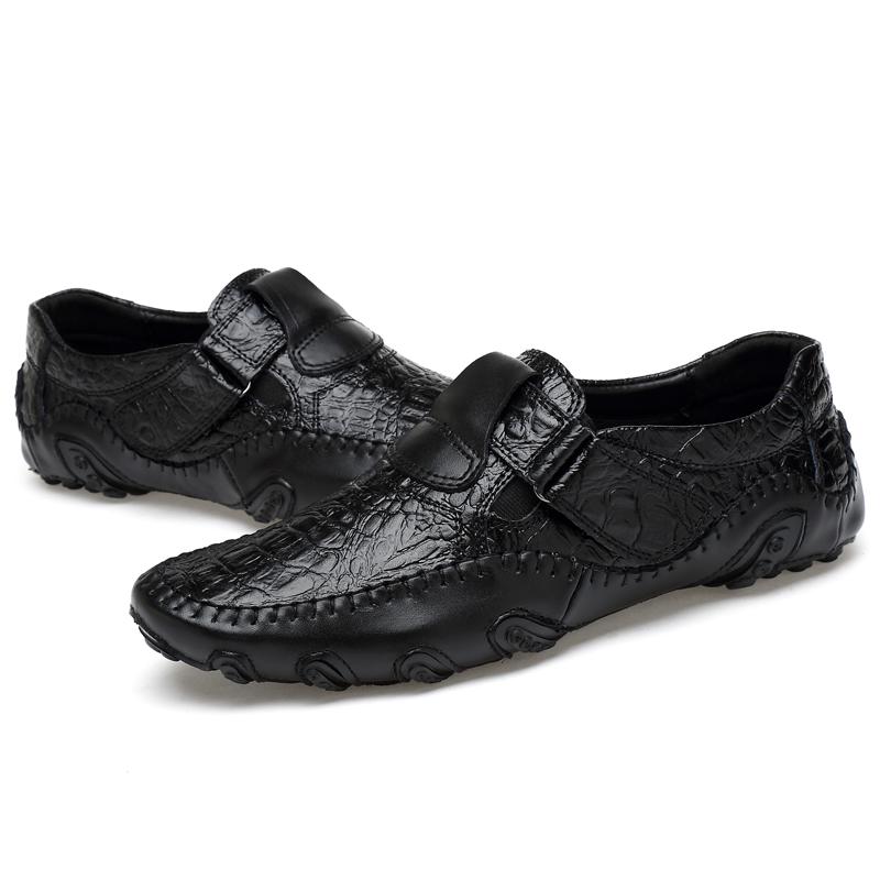 New Crocodile Leather Men Loafers Breathable Large Size Driving Shoes Casual 38-47