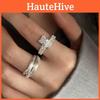 Elegant Fashionable Geometric Copper Ring With Shimmering Zirconia For Women