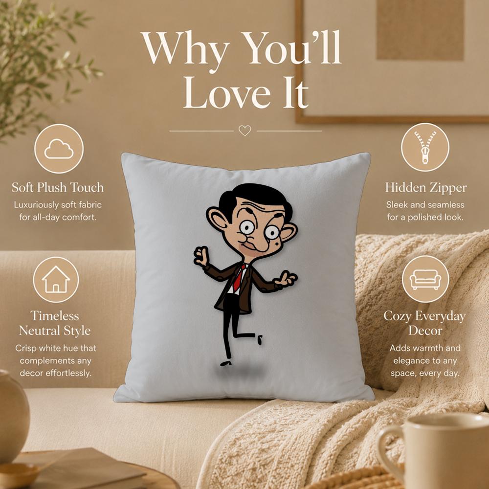 Cartoon M-Mr. BeanS Cushion Cover Double-Sided Printed Pillow Cover Hypoallergenic Dust-Mite Proof