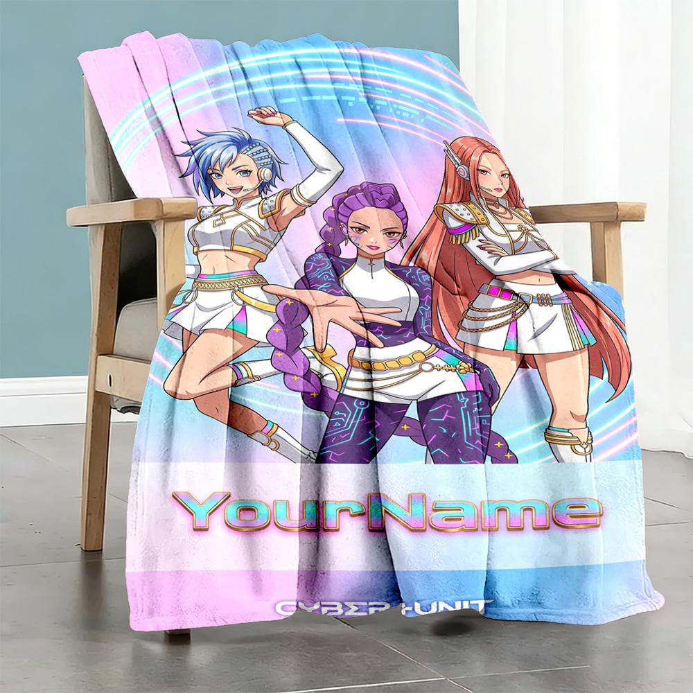 Demon Hunter Girls 8 Personalized Text Blanket Cozy Personalized Blanket Soft Warm Cozy Throw For Livingroom Seaside Bedding Couch