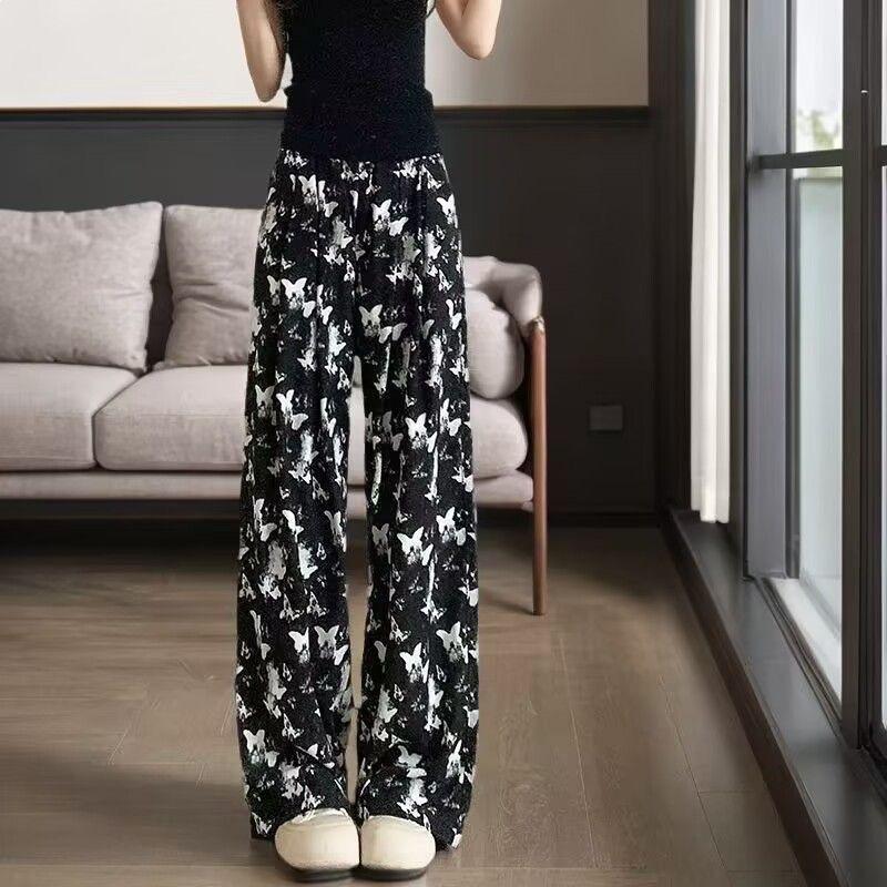 Dopamine Plaid Women s High-Waisted Wide-Leg Floor-Length Summer Pants M 80-100kg