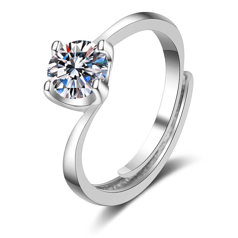 925 Sterling Silver Tiffany Style Twisted Arm Four Prong One Carat Cowl Head Simulated Moissanite Ring for Women Hot Selling Jewelry