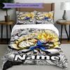 3pcs Duvet Cover Set (1*Duvet Cover + 2*Pillowcase, Without Core), Custom Name DRAGON BALL Pattern Bedding Set, Home Bedroom Decor Gift