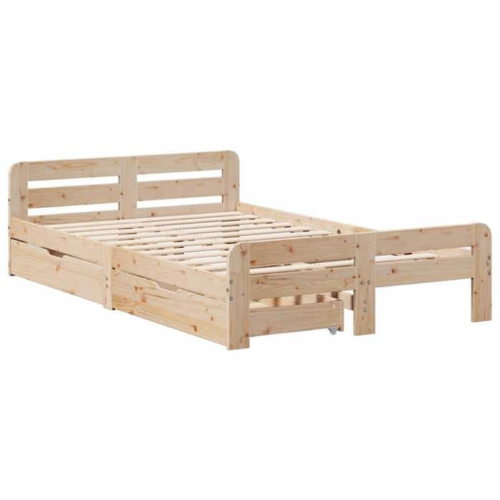 VidaXL Bed Frames Without Mattress 120x190 Cm Solid Pine Wood, Slatted Base, Double Bed Frame, Solid Wood Bed Frame, 3309056