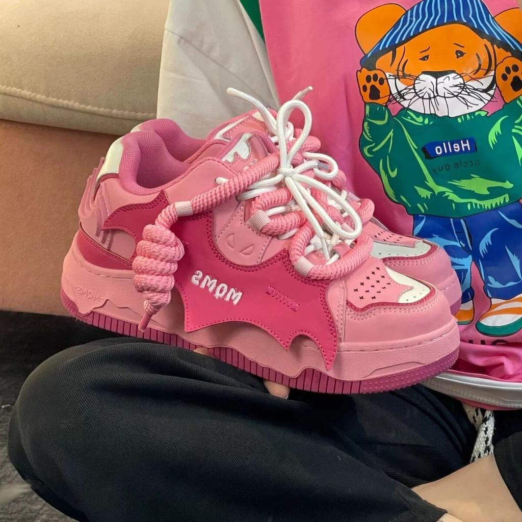 NEW Pink Bat Womens Sports Shoes Platform Comfortable Kawaii Casual Sneakers Athletic Ladies Breathable New Skateboard Shoes