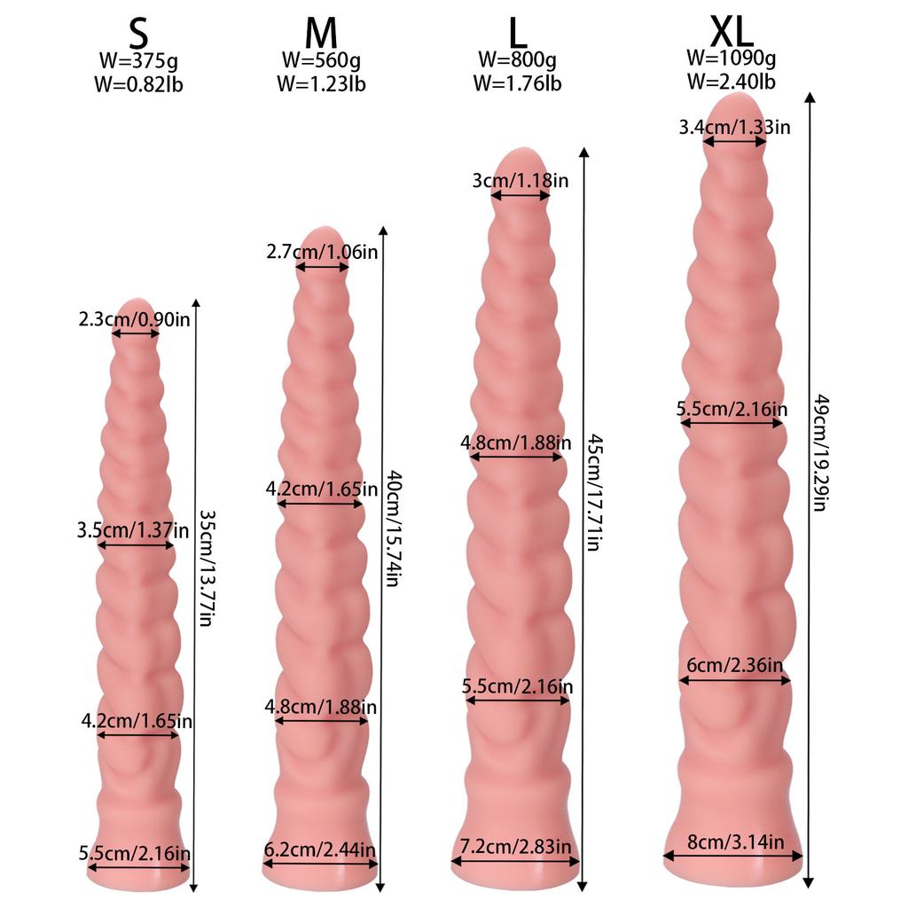 Extra Long Anal Plug with Spiral Texture - Large Ribbed Whip Style Butt Plug for Men & Women, Realistic Dildo Adult Sex Toy