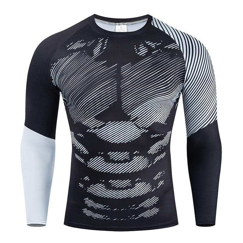 Herren Langarm Kompressionssportshirt - Elastisch, Atmungsaktiv, für Basketball, Laufen, Fitness.