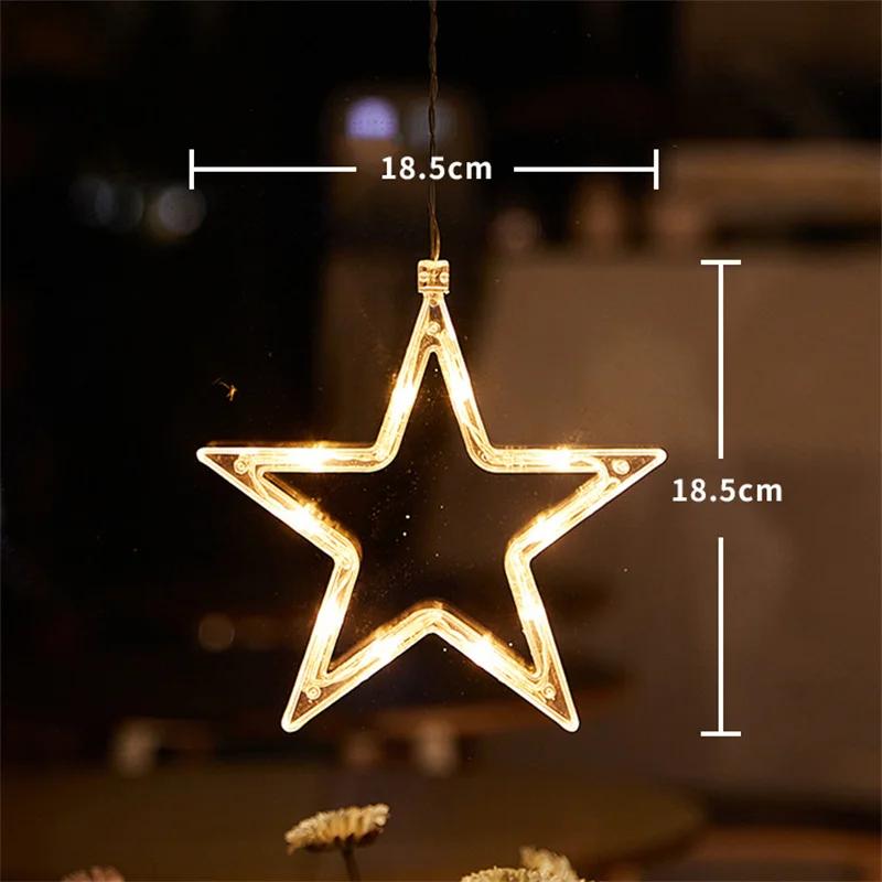 Weihnachts-LED-Licht Schneeflocke Weihnachtsmann zum Aufhängen Batteriebetrieben Fensterornamente Dekoration für Zuhause Weihnachten Navidad Neujahr Dekoration