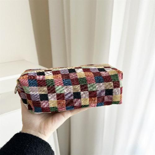 Retro Plaid Makeup Bag for Women Multicolored Plain Cosmetic Case Women Travel Organizer for Skincare Essentials Case