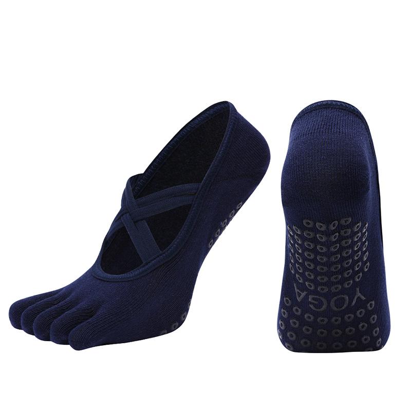 New Women Anti Slip Pilates Socks Five Toe Silicone Non-Slip Yoga Sock Bandage Ballet Dance Ladies Fitness Sports Cotton Sock